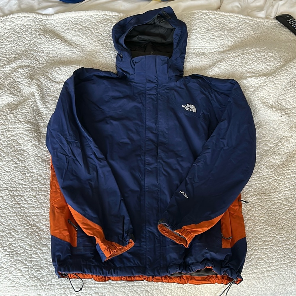Worn mens north face outerwear jacket, size XL